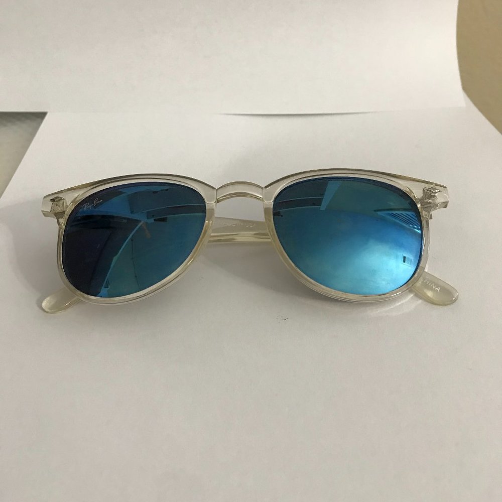 Ray-Ban Sunglasses RB4147 Clear Frame, Blue Mirror